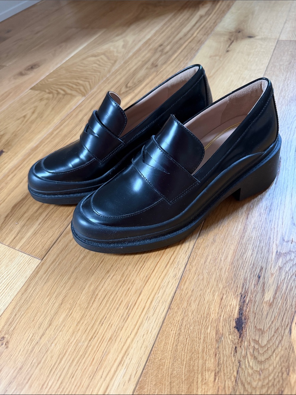 Cole Haan Women's Westerly Block Heeled Loafers (Black Leather)